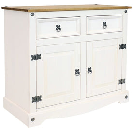 Pine Two-Door Two-Drawer Sideboard Cabinet - White