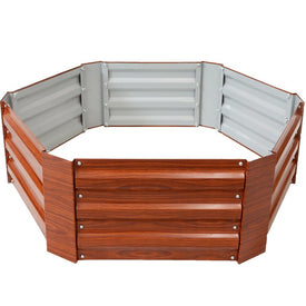 40" x 11" Hexagonal Raised Hot Dip Galvanized Steel Garden Bed - Woodgrain