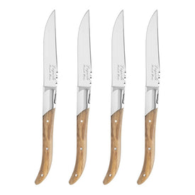 Laguiole Connoisseur Steak Knives with Olive Wood Handles Set of 4