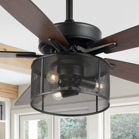 Max 52" Five-Blade Three-Light LED Ceiling Fan