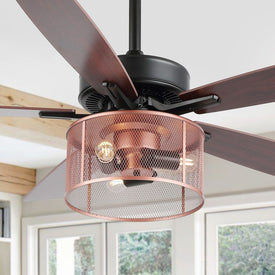 Max 52" Five-Blade Three-Light LED Ceiling Fan