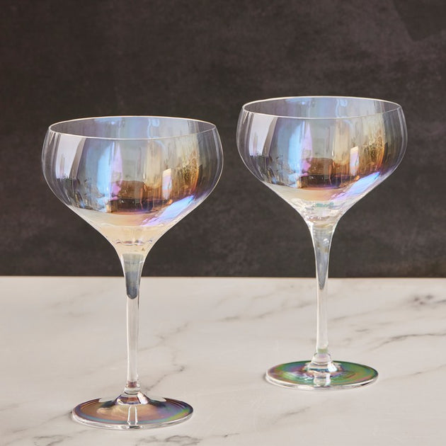 Zodax Kampari Triangular Martini Glasses with Gold Rim Set of 4