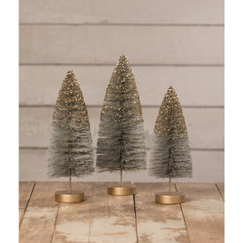 Midnight Shine Bottle Brush Trees Set of 3