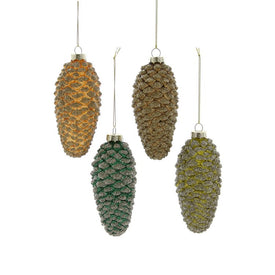 Glittered Pine Cone Christmas Ornaments Set of 4