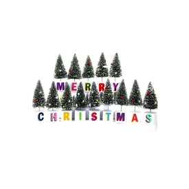 Merry Christmas Trees with Letter Bases Set of 14