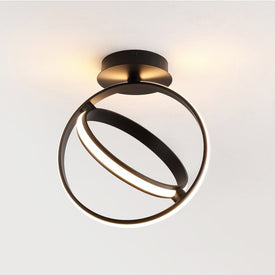 Nicole 14.25" Two-Light Aluminum Ring Integrated LED Semi-Flush Mount Ceiling Fixture - Black