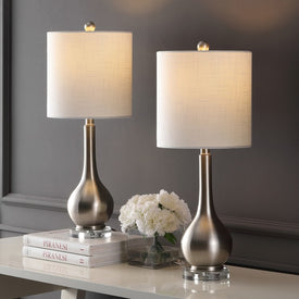 Dylan 25" Metal/Crystal Teardrop LED Table Lamps Set of 2 - Nickel