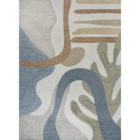 Algae Abstract Botanical Machine-Washable 4' x 6' Area Rug - Cream/Multi