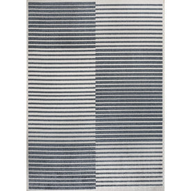 Shutter Minimalist Striped Plaid Machine-Washable 3' x 5' Area Rug - Dark Gray/Cream
