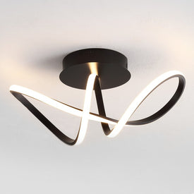 Chantelle 19.5" Single-Light Aluminum Loop Integrated LED Semi-Flush Mount Ceiling Fixture - Black
