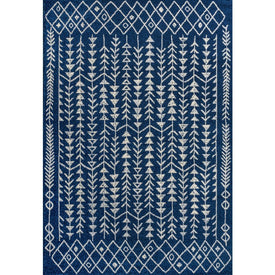 Ziri Moroccan Geometric 3' x 5' Area Rug - Navy/Cream