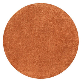 Haze Solid Low-Pile Orange 4' Round Area Rug - Orange