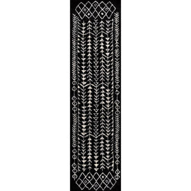 Ziri Moroccan Geometric 2' x 8' Runner Rug - Black/Cream