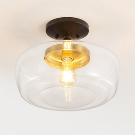 Marfa 14" LED Flush Mount Ceiling Fixture - Oil Rubbed Bronze/Brass Gold