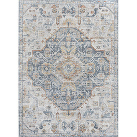 Shaemus Bohemian Medallion Low-Pile Machine-Washable 3' x 5' Area Rug - Cream/Blue/Terra