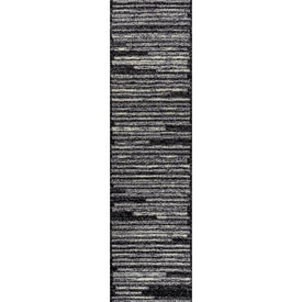 Khalil Berber Stripe 2' x 8' Runner Rug - Black/Cream