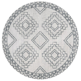 Amir Moroccan Beni Souk 9' Round Area Rug - Cream/Gray