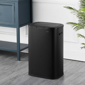 Tammi 14.5-Gallon Slim Metal Push-Button Kitchen Trash Can - Charcoal