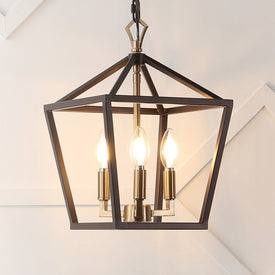 Iris 10" Three-Light LED Lantern Pendant - Oil Rubbed Bronze/Brass Gold