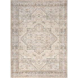 Koda Vintage Native American Medallion Machine-Washable 4' x 6' Area Rug - Cream/Brown