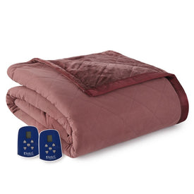 The Luxury Micro Flannel Reverse to Ultra Velvet Electric Blanket - Full/Merlot