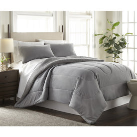 Micro Flannel Reverse to Sherpa Comforter Set - Twin/Greystone