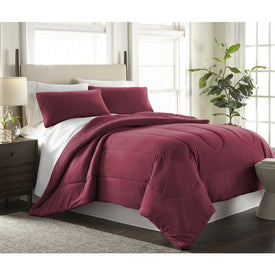 Micro Flannel Reverse to Sherpa Comforter Set - Full/Queen/Wine
