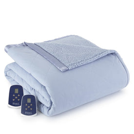 The Modern Micro Flannel Reverse to Sherpa Electric Blanket - Queen/Wedgewood