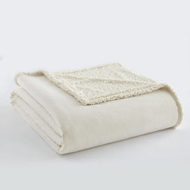 Micro Flannel Reverse to Sherpa Blanket - Twin/Ivory