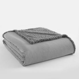 Micro Flannel Reverse to Sherpa Blanket - King/Greystone