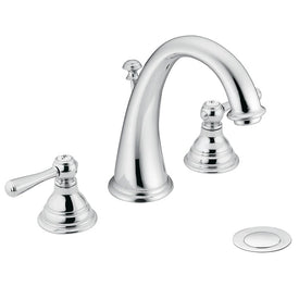 Kingsley Two Handle High-Arc Widespread Bathroom Faucet with Drain