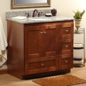 Simplicity Shaker 36"W x 21"D x 34.5"H Single Bathroom Vanity Cabinet Only with Right Drawers