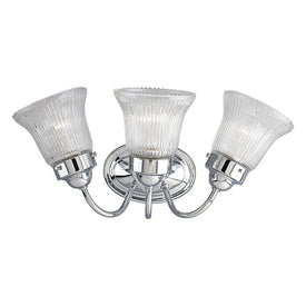 Fluted Glass Three-Light Bath Lighting Fixture