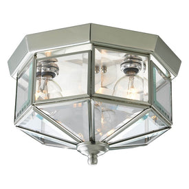 Octagonal Three-Light Flush Mount Ceiling Fixture