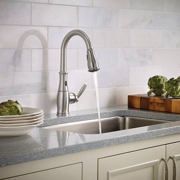 Brantford Single Handle High Arc Pull Down Kitchen Faucet with MotionS ...