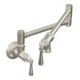 Traditional Two Handle Wall-Mount Pot Filler Faucet