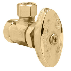 Angle Stop Valve 3/8 Inch Lead Free Brass Polished Brass Female x Compression