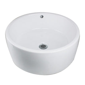 Brant Point Round White Vessel Sink With Overflow