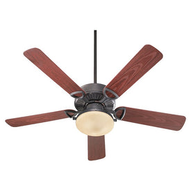 Estate 52" Five-Blade Two-Light Outdoor Patio Ceiling Fan with Amber Scavo Dome Shade