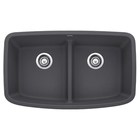 Valea 32" Equal Double Bowl Silgranit Undermount Kitchen Sink with Low Divide