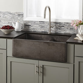 Farmhouse 33" Double Bowl NativeStone Apron-Front Kitchen Sink