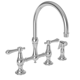 Chesterfield Two Handle High Arc Kitchen Bridge Faucet with Side Sprayer