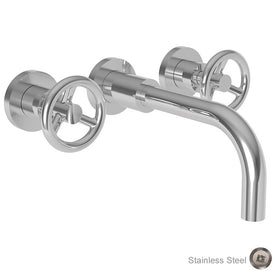 Slater Two Handle Wall-Mount Bathroom Faucet - Stainless Steel PVD