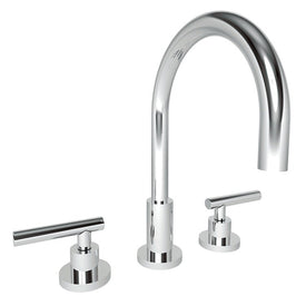 East Linear Two Handle Widespread Bathroom Faucet with Lever Handles with Drain - Polished Chrome