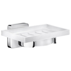 Ice Wall-Mount Porcelain Soap Dish with Holder