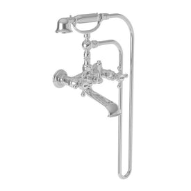 Astor Two Handle Exposed Floor/Wall-Mount Tub Filler Faucet with Handshower