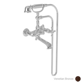 Astor Two Handle Exposed Floor/Wall-Mount Tub Filler Faucet with Handshower