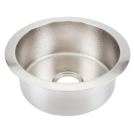 De la Cruz Single Bowl Round Handcrafted Hammered Nickel Bar/Prep Sink
