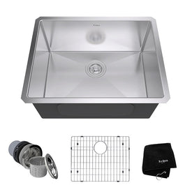 Standart Pro 23" Single Bowl Stainless Steel Undermount Kitchen Sink with NoiseDefend