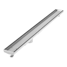 Drain Kit Delmar Mist Tile-In Adjustable Polished 36 Inch 316 Marine Stainless Steel for 2IN Drain Outlet Includes Grate/Base/Trim/Joiner/Outlet/Threaded Nipple/Hair Strainer/Lifting Key/Leveling Legs/Silkaflex Sealant
